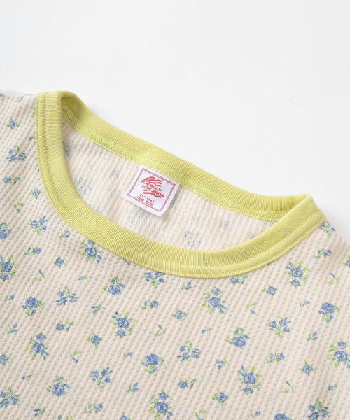 JEMORGAN（ジェーイーモーガン）の「【87】【JEMORGAN/ジェーイーモーガン】花柄 ワッフル クレリック クルーネック ロングスリーブ Tシャツ/レディース/ワンマイルウェア/リラックスウェア（Tシャツ/カットソー・レディース・ピンク/ラベンダー/グリーン/ライム・FREE）」の17枚目の写真
