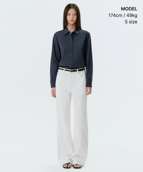 MUSINSA STANDARD WOMAN（ムシンサスタンダードウーマン）の「ウィメンズレギュラーワッシドポプリンシャツ[ネイビー]（シャツ/ブラウス・レディース・その他・LARGE/SMALL/MEDIUM/X-SMALL）」の5枚目の写真