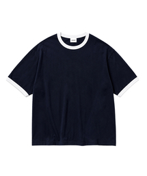 [Unisex] BASIC LINE RINGER T-SHIRT [NAVY]