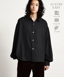 【LUXURY+EASY】<イージーケア>BALLOON SLEEVE STRIPED SHIRTS/ラグイージー袖バルーンストライプ柄シャツ