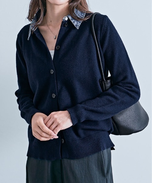 kirakiraShop（キラキラショップ）の「デニム ドッキング ニット カーディガン（カーディガン/ボレロ・レディース・ネイビー/ブラック/レッド/オフホワイト/杢グレー・FREE）」の21枚目の写真