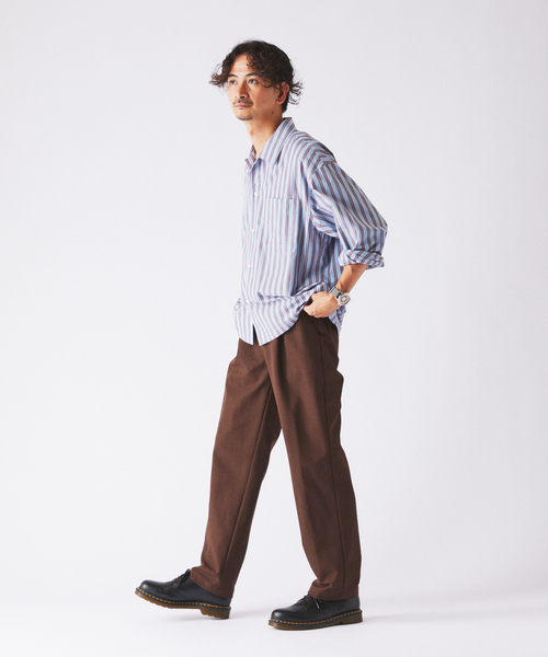 JOURNAL STANDARD relume（ジャーナルスタンダード　レリューム）の「ソフト メランジ ”ウォッシャブル” オーバル イージースラックス（スラックス・メンズ・ブラウン/ブラック・SMALL/MEDIUM/LARGE）」の4枚目の写真