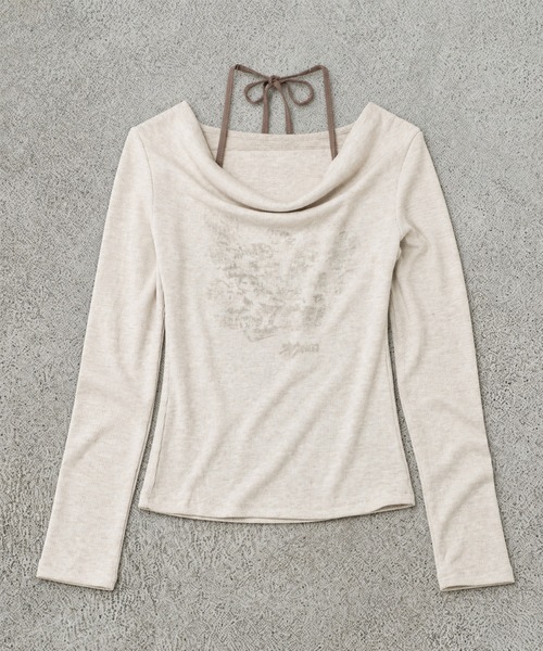 SPINNS(スピンズ)の「長袖ドレープカットソー/ホルターネック/ストリート女子(Tシャツ/カットソー・レディース・グレー/アイボリー/チャコール・ONESIZE)」の7枚目の写真