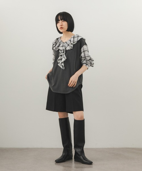 KBF(ケイビーエフ)の「スクエアトゥインソールロングブーツ(ブーツ・レディース・ダークブラウン/ブラック・36/37/38)」の8枚目の写真