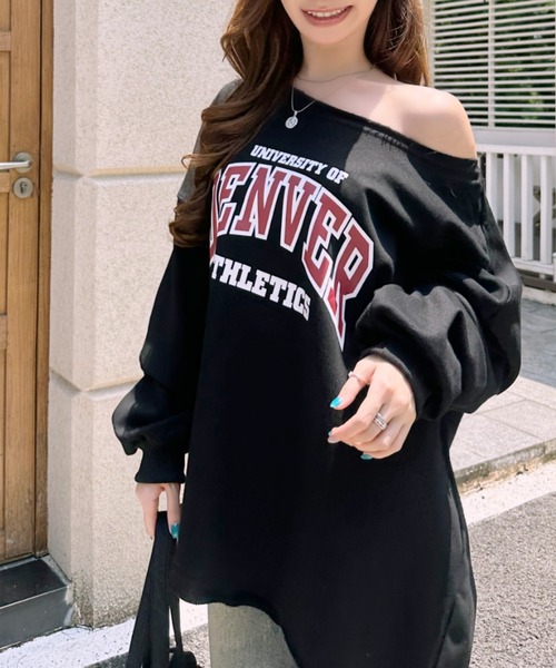 Ada.(エイダ)の「カットオフ カレッジプリント ワイド スウェット(スウェット・レディース・ネイビー/ライトグレー/グレー/ブラック・FREE)」の10枚目の写真