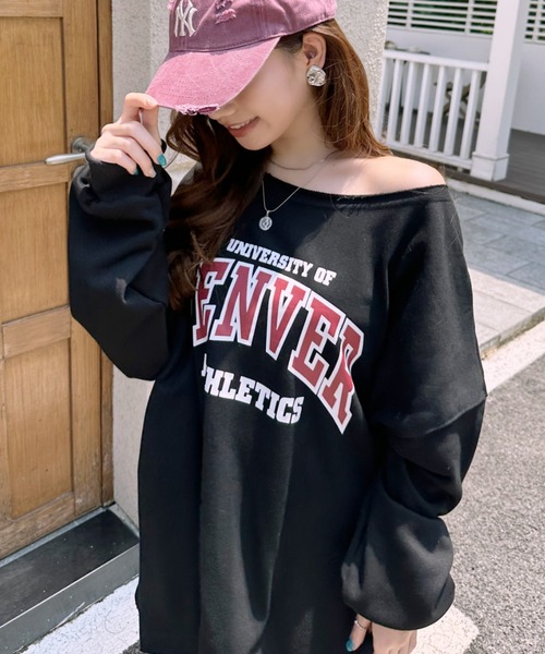 Ada.(エイダ)の「カットオフ カレッジプリント ワイド スウェット(スウェット・レディース・ネイビー/ライトグレー/グレー/ブラック・FREE)」の11枚目の写真