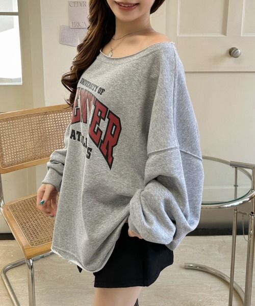 Ada.(エイダ)の「カットオフ カレッジプリント ワイド スウェット(スウェット・レディース・ネイビー/ライトグレー/グレー/ブラック・FREE)」の15枚目の写真