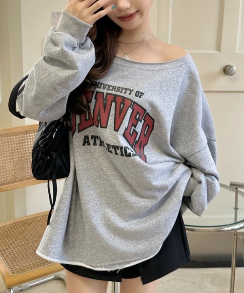 Ada.(エイダ)の「カットオフ カレッジプリント ワイド スウェット(スウェット・レディース・ネイビー/ライトグレー/グレー/ブラック・FREE)」の18枚目の写真