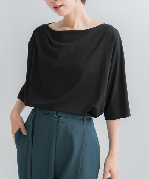 URBAN RESEARCH ROSSO WOMEN(アーバンリサーチ ロッソ)の「クールタッチドレーププルオーバー(Tシャツ/カットソー・レディース・モカ/オフホワイト/ブラック・FREE)」の3枚目の写真