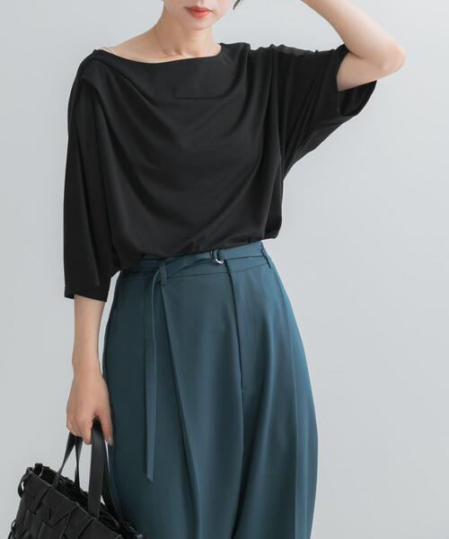 URBAN RESEARCH ROSSO WOMEN(アーバンリサーチ ロッソ)の「クールタッチドレーププルオーバー(Tシャツ/カットソー・レディース・モカ/オフホワイト/ブラック・FREE)」の12枚目の写真