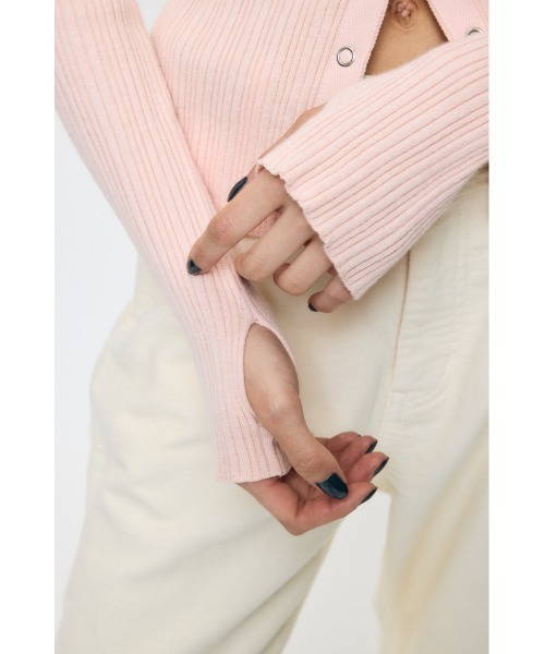 MOUSSY（マウジー）の「【26年AW新作】CONTRAST TRIM BUTTON UP ニット（ニット/セーター・レディース・ブラウン/ピンク/グレー/オフホワイト・FREE）」の21枚目の写真