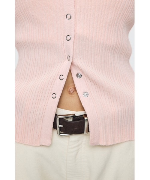 MOUSSY（マウジー）の「【26年AW新作】CONTRAST TRIM BUTTON UP ニット（ニット/セーター・レディース・ブラウン/ピンク/グレー/オフホワイト・FREE）」の22枚目の写真