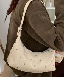 【秋冬新作】4色展開スタッズデザイン2WAYワンショルダーハーフムーンバッグ
