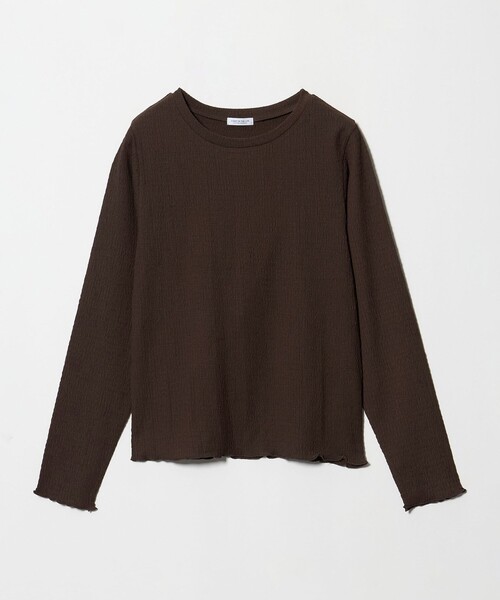 A DAY IN THE LIFE UNITED ARROWS(アデイインザライフユナイテッドアローズ)の「シャーリング ロングスリーブカットソー <A DAY IN THE LIFE>(Tシャツ/カットソー・レディース・ダークブラウン/オフホワイト/ベージュ・FREE)」の2枚目の写真