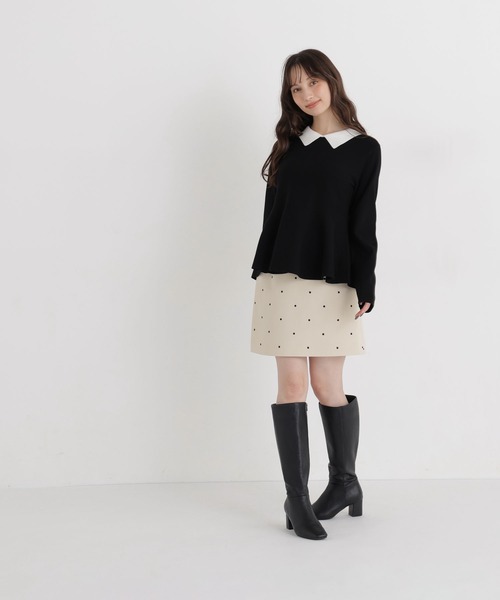 NATURAL BEAUTY BASIC(ナチュラルビューティーベーシック)の「ペプラムポロカラーニット(ニット/セーター・レディース・グリーン系その他/ベージュ系その他/ブラック系その他2・FREE)」の5枚目の写真