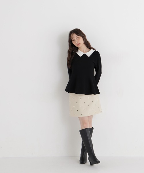NATURAL BEAUTY BASIC(ナチュラルビューティーベーシック)の「ペプラムポロカラーニット(ニット/セーター・レディース・グリーン系その他/ベージュ系その他/ブラック系その他2・FREE)」の6枚目の写真