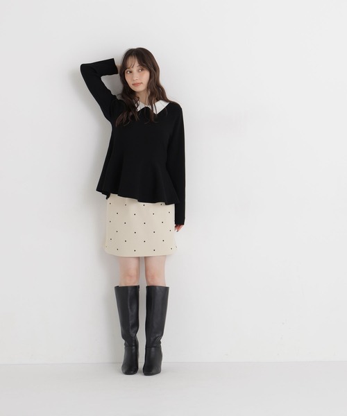 NATURAL BEAUTY BASIC(ナチュラルビューティーベーシック)の「ペプラムポロカラーニット(ニット/セーター・レディース・グリーン系その他/ベージュ系その他/ブラック系その他2・FREE)」の8枚目の写真