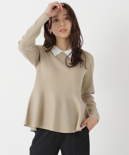 NATURAL BEAUTY BASIC(ナチュラルビューティーベーシック)の「ペプラムポロカラーニット(ニット/セーター・レディース・グリーン系その他/ベージュ系その他/ブラック系その他2・FREE)」の11枚目の写真