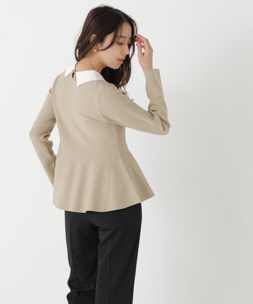NATURAL BEAUTY BASIC(ナチュラルビューティーベーシック)の「ペプラムポロカラーニット(ニット/セーター・レディース・グリーン系その他/ベージュ系その他/ブラック系その他2・FREE)」の15枚目の写真