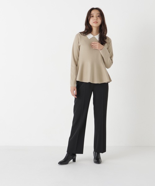NATURAL BEAUTY BASIC(ナチュラルビューティーベーシック)の「ペプラムポロカラーニット(ニット/セーター・レディース・グリーン系その他/ベージュ系その他/ブラック系その他2・FREE)」の16枚目の写真