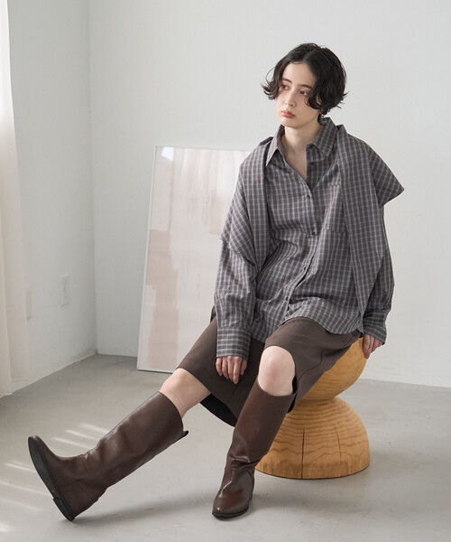 FREAK'S STORE（フリークスストア）の「スカーフ付き チェックシャツ（シャツ/ブラウス・レディース・ブルー/グリーン・ﾌﾘ-）」の2枚目の写真