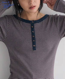 MILLER × FREAK'S STORE/ミラー 別注 Panel rib Henley Long Sleeve T-shirt/パネル リブ ロンT