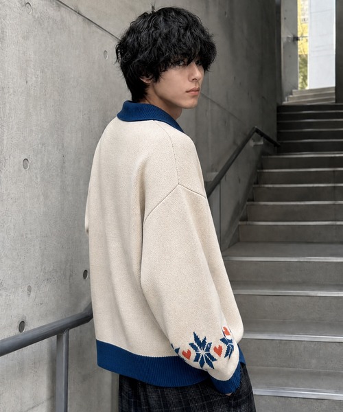 HOOK(フック)の「HOOK -original- 猫カフェポロ襟ニットプルオーバー(ニット/セーター・メンズ・ベージュ・XL/M/L)」の18枚目の写真