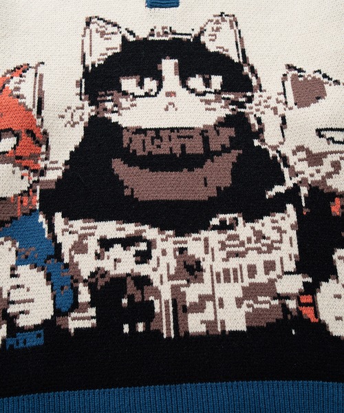 HOOK(フック)の「HOOK -original- 猫カフェポロ襟ニットプルオーバー(ニット/セーター・メンズ・ベージュ・XL/M/L)」の2枚目の写真