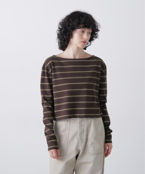 YLEVE(イレーヴ)の「YLEVE / HEAVYWEIGHT SOFT JERSEY BORDER LONG-SLEEVE T(Tシャツ/カットソー・レディース・カーキ/ワイン系・1)」の2枚目の写真