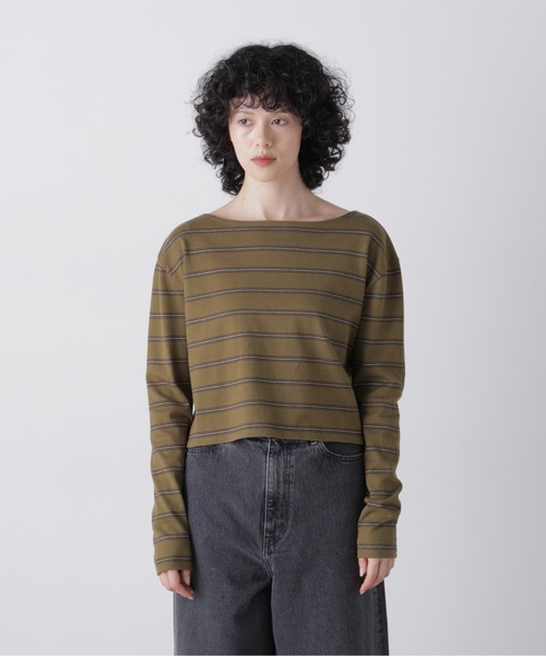 YLEVE(イレーヴ)の「YLEVE / HEAVYWEIGHT SOFT JERSEY BORDER LONG-SLEEVE T(Tシャツ/カットソー・レディース・カーキ/ワイン系・1)」の1枚目の写真