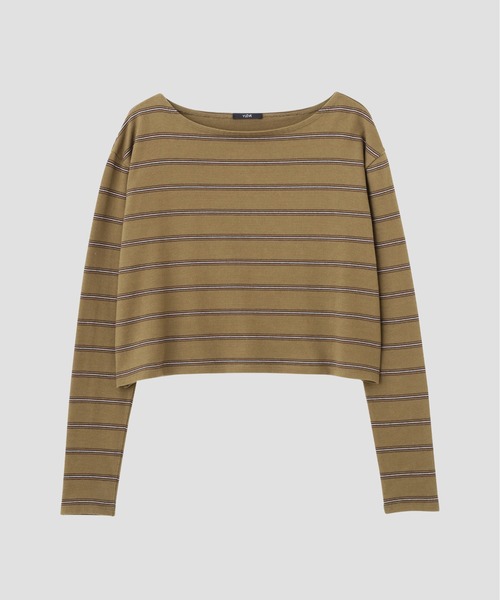 YLEVE(イレーヴ)の「YLEVE / HEAVYWEIGHT SOFT JERSEY BORDER LONG-SLEEVE T(Tシャツ/カットソー・レディース・カーキ/ワイン系・1)」の4枚目の写真