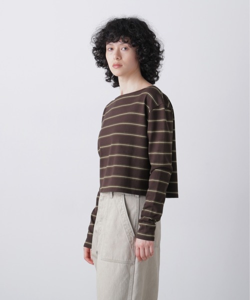 YLEVE(イレーヴ)の「YLEVE / HEAVYWEIGHT SOFT JERSEY BORDER LONG-SLEEVE T(Tシャツ/カットソー・レディース・カーキ/ワイン系・1)」の7枚目の写真
