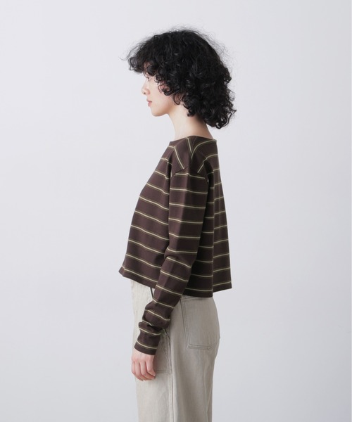 YLEVE(イレーヴ)の「YLEVE / HEAVYWEIGHT SOFT JERSEY BORDER LONG-SLEEVE T(Tシャツ/カットソー・レディース・カーキ/ワイン系・1)」の8枚目の写真