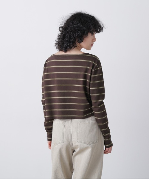 YLEVE(イレーヴ)の「YLEVE / HEAVYWEIGHT SOFT JERSEY BORDER LONG-SLEEVE T(Tシャツ/カットソー・レディース・カーキ/ワイン系・1)」の9枚目の写真