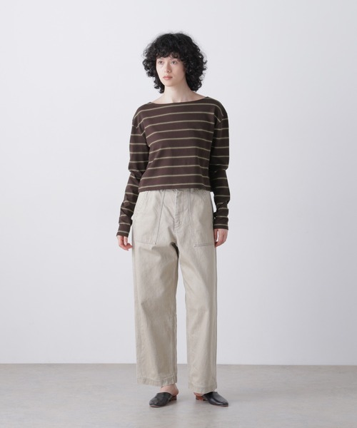 YLEVE(イレーヴ)の「YLEVE / HEAVYWEIGHT SOFT JERSEY BORDER LONG-SLEEVE T(Tシャツ/カットソー・レディース・カーキ/ワイン系・1)」の6枚目の写真