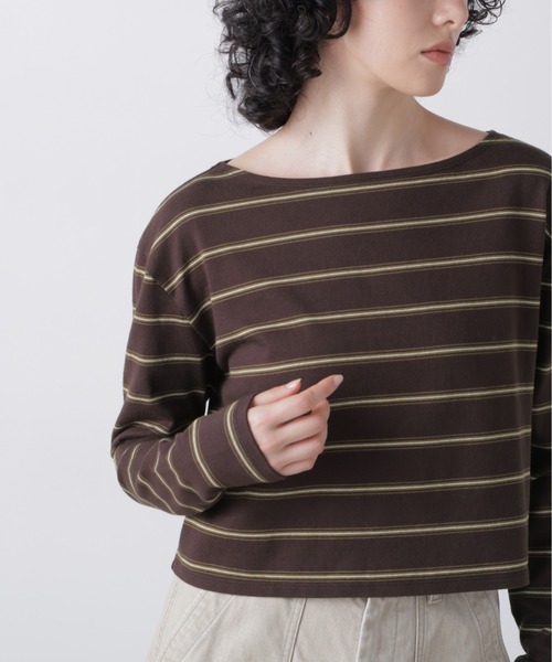 YLEVE(イレーヴ)の「YLEVE / HEAVYWEIGHT SOFT JERSEY BORDER LONG-SLEEVE T(Tシャツ/カットソー・レディース・カーキ/ワイン系・1)」の10枚目の写真