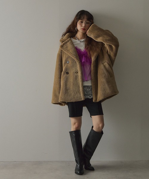 bohmal（ボマール）の「テディベアミドルボアコート（その他アウター・レディース・チャコールグレー/モカ/アイボリー/ブラウン・FREE）」の17枚目の写真