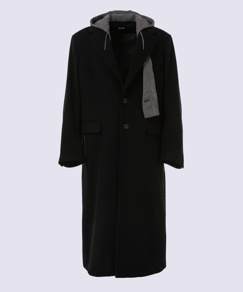 KHOKI(コッキ)の「【KHOKI】Suede hooded wool coat(その他アウター・メンズ・ダークグレー/ブラック・3/2)」の1枚目の写真
