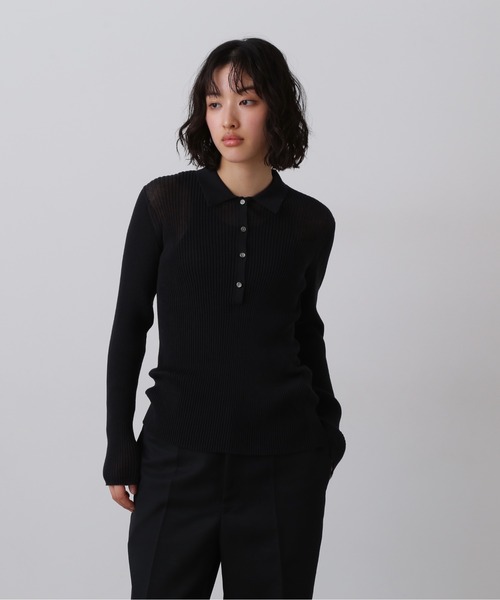 YLEVE(イレーヴ)の「YLEVE / SHEER RIB KNIT LONG SLEEVE POLO(ニット/セーター・レディース・ブラウン/カーキ/ブラック・1)」の2枚目の写真