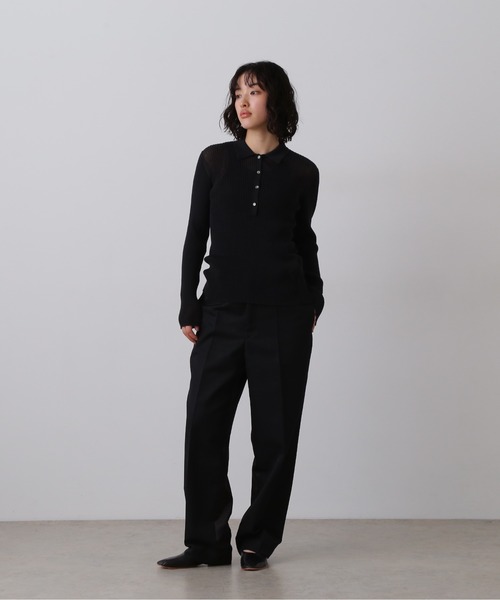YLEVE(イレーヴ)の「YLEVE / SHEER RIB KNIT LONG SLEEVE POLO(ニット/セーター・レディース・ブラウン/カーキ/ブラック・1)」の4枚目の写真