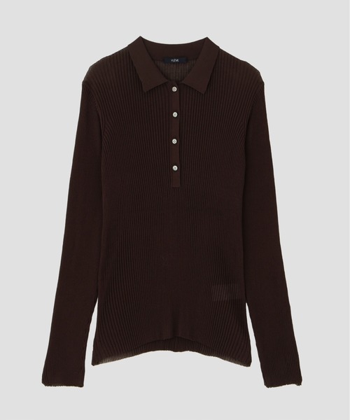 YLEVE(イレーヴ)の「YLEVE / SHEER RIB KNIT LONG SLEEVE POLO(ニット/セーター・レディース・ブラウン/カーキ/ブラック・1)」の9枚目の写真