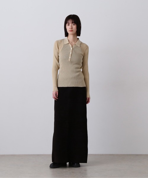 YLEVE(イレーヴ)の「YLEVE / SHEER RIB KNIT LONG SLEEVE POLO(ニット/セーター・レディース・ブラウン/カーキ/ブラック・1)」の11枚目の写真