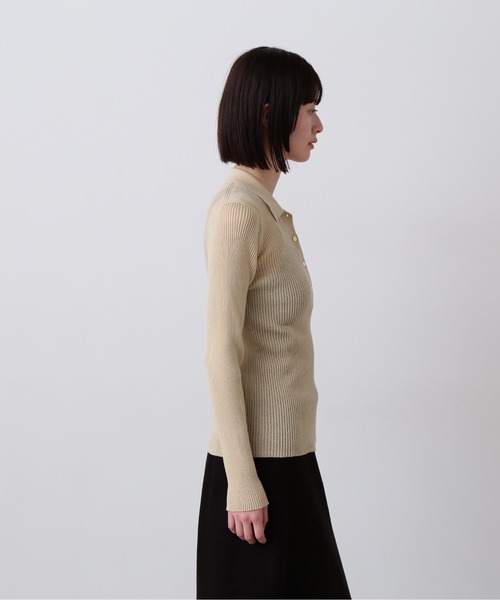 YLEVE(イレーヴ)の「YLEVE / SHEER RIB KNIT LONG SLEEVE POLO(ニット/セーター・レディース・ブラウン/カーキ/ブラック・1)」の12枚目の写真