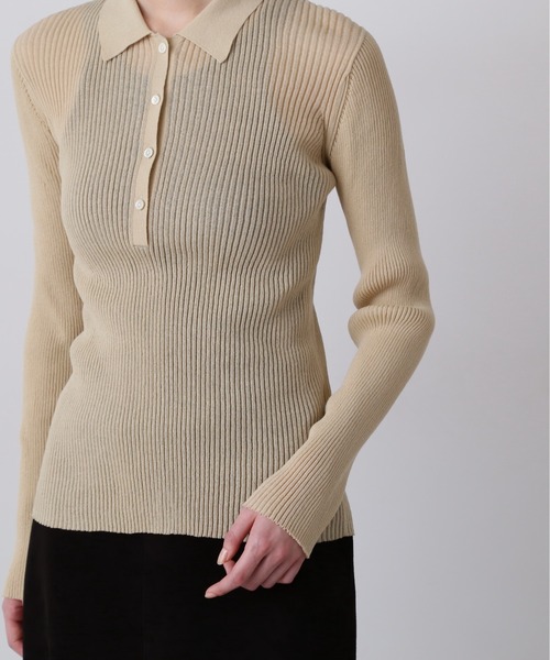 YLEVE(イレーヴ)の「YLEVE / SHEER RIB KNIT LONG SLEEVE POLO(ニット/セーター・レディース・ブラウン/カーキ/ブラック・1)」の14枚目の写真