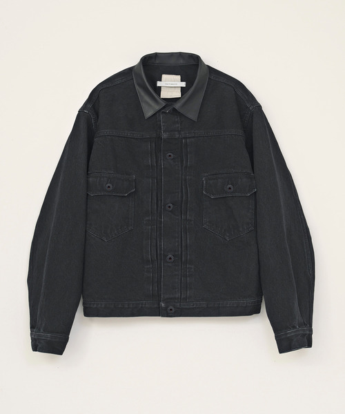 VICTIM(ヴィクティム)の「VICTIM ヴィクティム / ×HAGUN DENIM JACKET コラボレーションレザー襟デニムジャケット / VTM-26-O-104(デニムジャケット・メンズ・ブラック・1/2/3)」の2枚目の写真