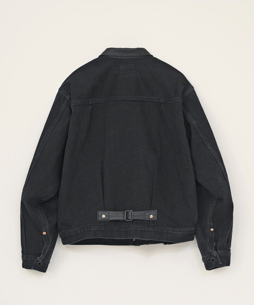 VICTIM(ヴィクティム)の「VICTIM ヴィクティム / ×HAGUN DENIM JACKET コラボレーションレザー襟デニムジャケット / VTM-26-O-104(デニムジャケット・メンズ・ブラック・1/2/3)」の3枚目の写真