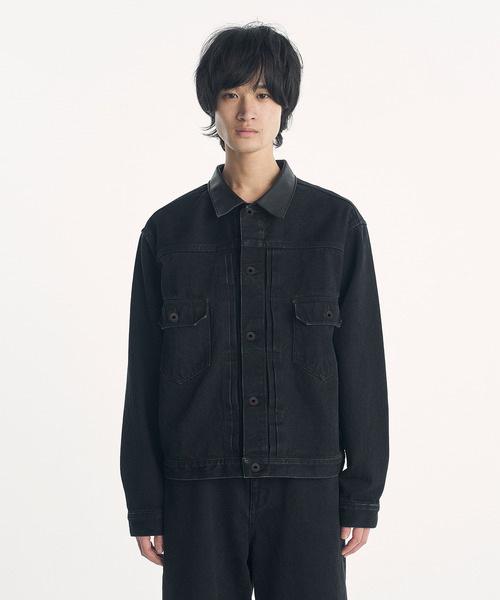 VICTIM(ヴィクティム)の「VICTIM ヴィクティム / ×HAGUN DENIM JACKET コラボレーションレザー襟デニムジャケット / VTM-26-O-104(デニムジャケット・メンズ・ブラック・1/2/3)」の8枚目の写真