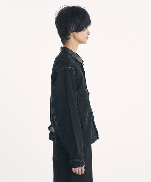 VICTIM(ヴィクティム)の「VICTIM ヴィクティム / ×HAGUN DENIM JACKET コラボレーションレザー襟デニムジャケット / VTM-26-O-104(デニムジャケット・メンズ・ブラック・1/2/3)」の9枚目の写真