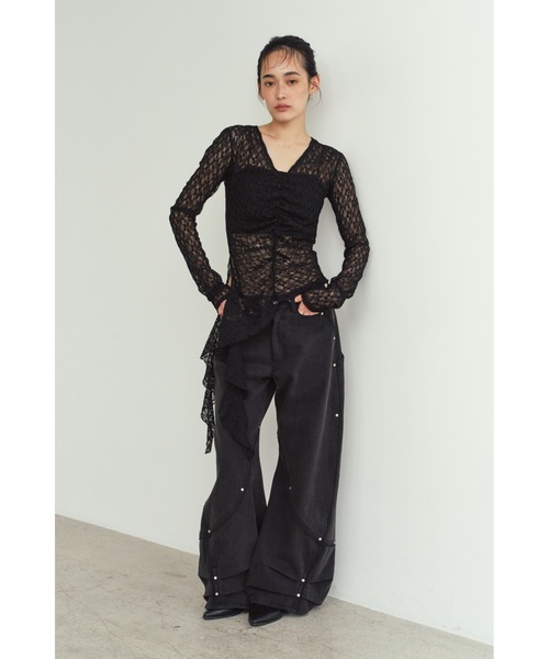 Knuth Marf(クヌースマーフ)の「curve utility denim pants(unisex)(デニムパンツ・レディース・ブルー/ブラック・MEDIUM/SMALL/X-SMALL)」の9枚目の写真