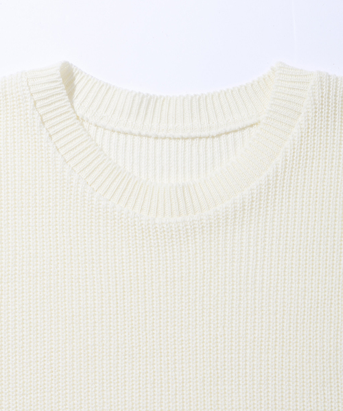 STUDIOUS（ステュディオス）の「 【ZOZO限定】STUDIOUS ドロップショルダー畦編みビッグニットT（Tシャツ/カットソー・メンズ・オフホワイト/グリーン/ベージュ・2/1/3）」の5枚目の写真